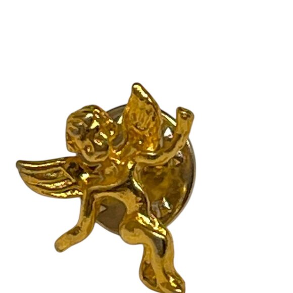 Gold Angel Lapel Pin With Butterfly Clutch Back - Picture 5 of 7